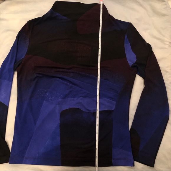 Clara Sun Woo Draped Neck Side Ruched Top - Purple Watercolor size XS - Picture 8 of 9